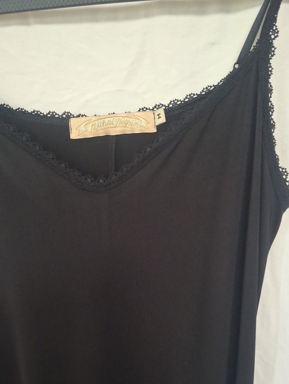 VTG Michal Negrin Y2K Whimsigoth Black Lace Slip Maxi Dress Size M